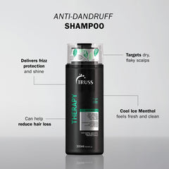 TRUSS Therapy shampoo massaged into wet hair for scalp care