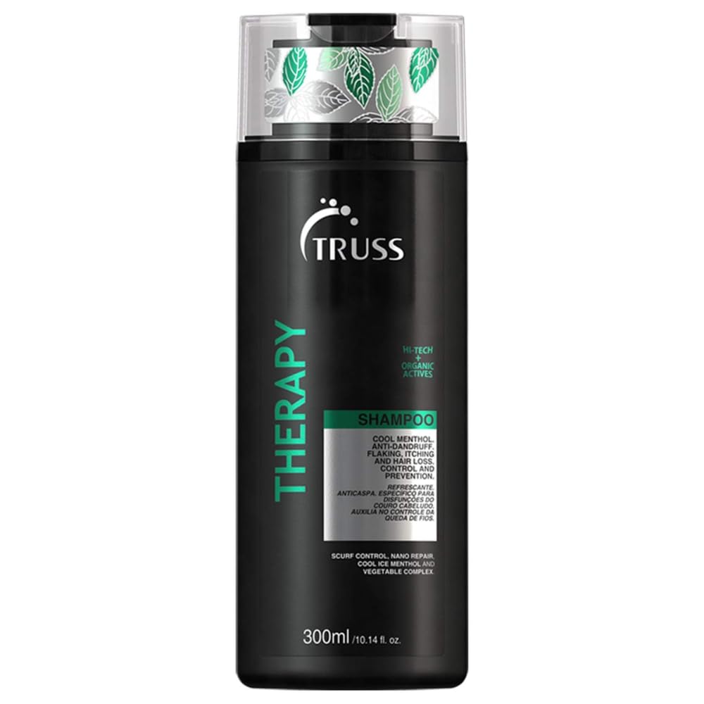 TRUSS Therapy anti-dandruff shampoo bottle with menthol delivers refreshing cleansing