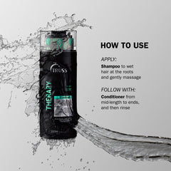 Close-up of rich lather from TRUSS Therapy for flakes reduction