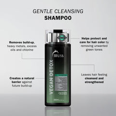 TRUSS Vegan Metal Detox Shampoo lather closeup highlighting clarifying power