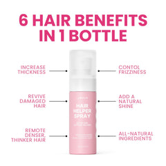 Trybello Hair Helper Spray application demonstrating easy leave-on routine