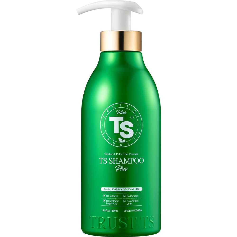TS Shampoo Plus bottle with a refreshing citrus scent for scalp refreshment.