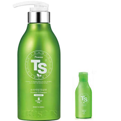 TS SHAMPOO premium bottle front, highlighting nourishing biotin and panthenol for healthier hair.