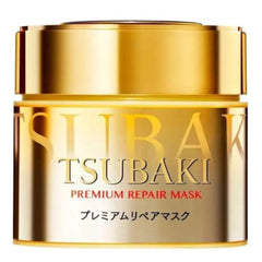 Tsubaki Premium Repair Mask packaging showcases luxurious nourishment for silky hair.