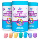 Tub Works Bath Color Fizzies 150-count canisters provide vibrant, kid-friendly bath color.