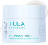 TULA 24-7 Moisture Cream bottle close-up highlights travel-friendly hydration