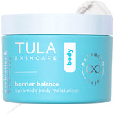TULA Barrier Balance ceramide body moisturizer bottle shows long-lasting hydration for daily use.