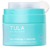 TULA Eye Recharge bottle pump for easy nightly dispensing and hydration.