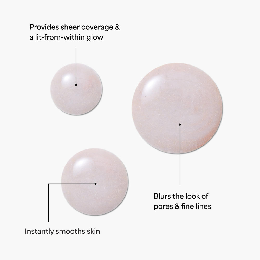 Luna primer swatch on skin balances tone and reduces redness.