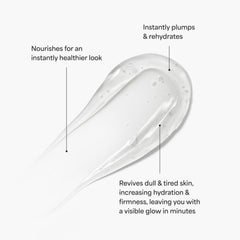 TULA H2Oasis mask spread on skin illustrating instant nourishment and dewy radiance.