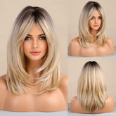 Tumhorn long layered blonde wig with bangs for natural movement and everyday versatility.