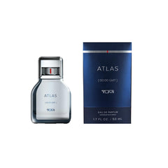 TUMI Atlas bottle pour highlighting fresh citrus opening for daily confidence.