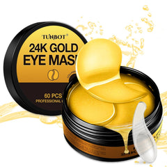 Tunbot 24k gold eye mask in use for a radiant under-eye look.
