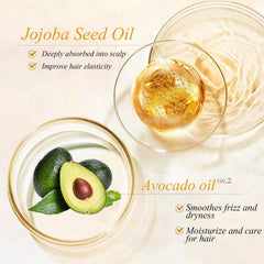 TUOSHITONG Avocado Hair Oil Spray showcases shine on dry hair.
