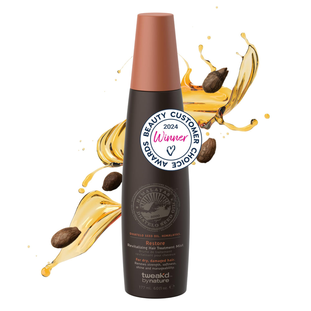 Tweak’d by Nature Restore Revitalizing Hair Treatment Mist bottle for stronger, shinier hair