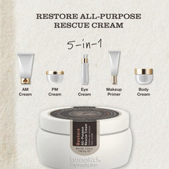 Tweak'd by Nature Restore texture swirl highlighting creamy absorption for all skin types.