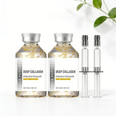 2PCS Silk Peptide Deep Collagen Serum bottle shows fast absorption and hydration.