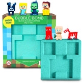 Two Sisters TNT Creeper Bath Bomb reveals a block surprise figure during bath time for imaginative play