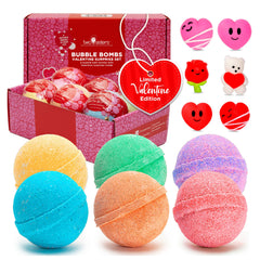 Two Sisters Valentines bath bomb creates colorful bubbles for kids.