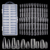 TXMOYI 240pcs almond nail tips box, neatly organized by size for easy selection.