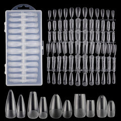 TXMOYI 240pcs almond nail tips box, neatly organized by size for easy selection.