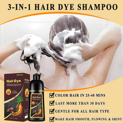 TYAYW Blonde Brown Hair Dye Shampoo bottle close-up demonstrates quick 25-40 minute timing.