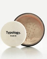 Typology mattifying loose powder jar with zinc PCA for shine control.