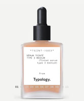 Typology tinted serum bottle with dropper for lightweight, natural coverage.