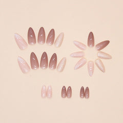 Tyuimhx nude almond press-ons with glossy finish, ideal for everyday chic nails.