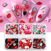 Tyuimhx valentines nail slices red lips grid for chic DIY nail art and decorations.