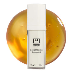 U Beauty Resurfacing Compound Serum bottle shown, delivering hydration for a radiant complexion.