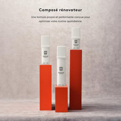 Close-up of ingredients in U Beauty Resurfacing Compound Serum, highlighting vitamin C and hyaluronic acid benefits.