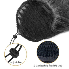Soft and smooth texture of UAmy Hair Grey Yaki Straight Drawstring Ponytail.
