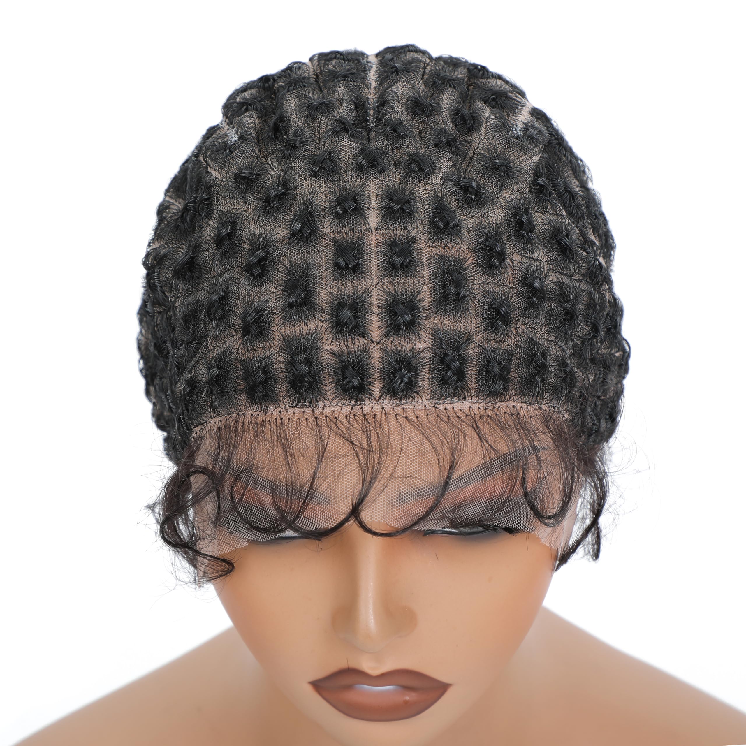 UCABEWEL double full lace crochet cap with 125 knots for a natural hairline.