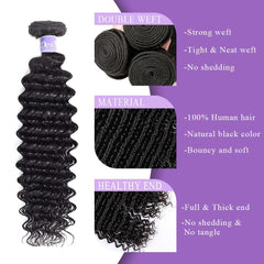 UDesire Brazilian virgin deep wave bundle with double weft for fullness