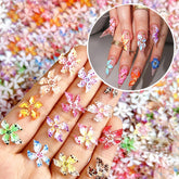 UEYRSEDB 3D hibiscus nail charm close-up for vibrant, long-lasting floral nail art ideas.