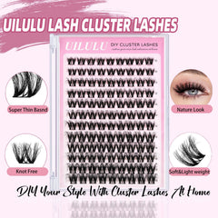 Uilulu 108-count lash clusters pack ideal for DIY extensions at home.