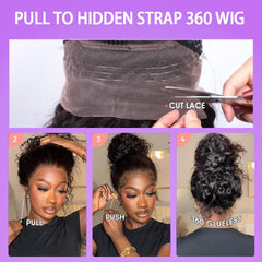 UJDZLNC 360 lace wig with adjustable straps for precise fit.