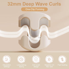 UJIO hair crimper 3-barrel beach waver delivers quick, stylish tousled looks.