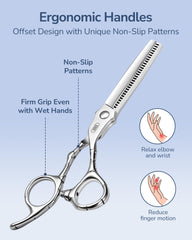 ULG ergonomic offset handles with patterned design ensure comfortable grip and precise control