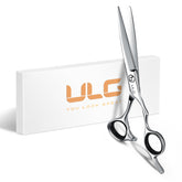 ULG hair cutting scissors 6.5-inch blade close-up shows sharp Japanese steel for precise cuts.