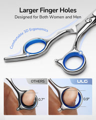 ULG hair cutting scissors featuring blue diamond stones and premium detailing