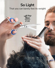 ULG scissors pivot sapphire detail adds elegance to professional tool.