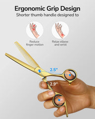 ULG side view of 6.5-inch thinning scissors showing overall length and grip