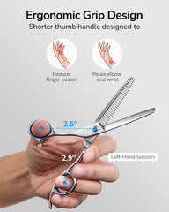 ULG left-handed 6.5-inch hair cutting scissors ideal for salon quality cuts