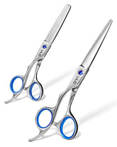 ULG left-handed hair cutting scissors with blue sapphire pivot for precise cuts