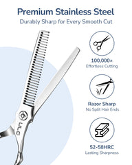 ULG texturizing shears 30 teeth close-up highlighting bulk reduction and natural layering