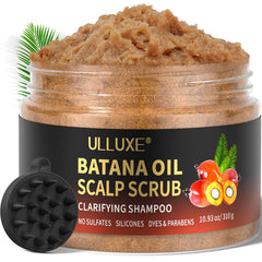 ulluxe Scalp Scrub bottle pour for a clarifying scalp cleanse.