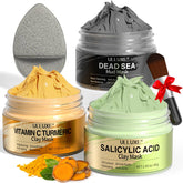 Ulluxe Vitamin C Turmeric clay mask application for brighter, more even skin tone.