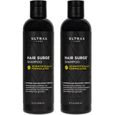 Ultrax Labs Hair Growth Shampoo bottle showcasing the Hair Surge formula for thicker-looking hair.